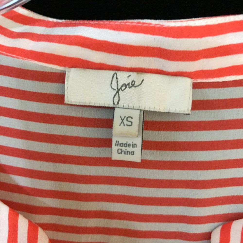 Joie Edaline Striped Silk Shirt Tie Orange XS - Picture 3 of 7
